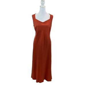 Lennie LNY New York Orange Linen Maxi Dress Sweetheart Neckline Size‎ 10